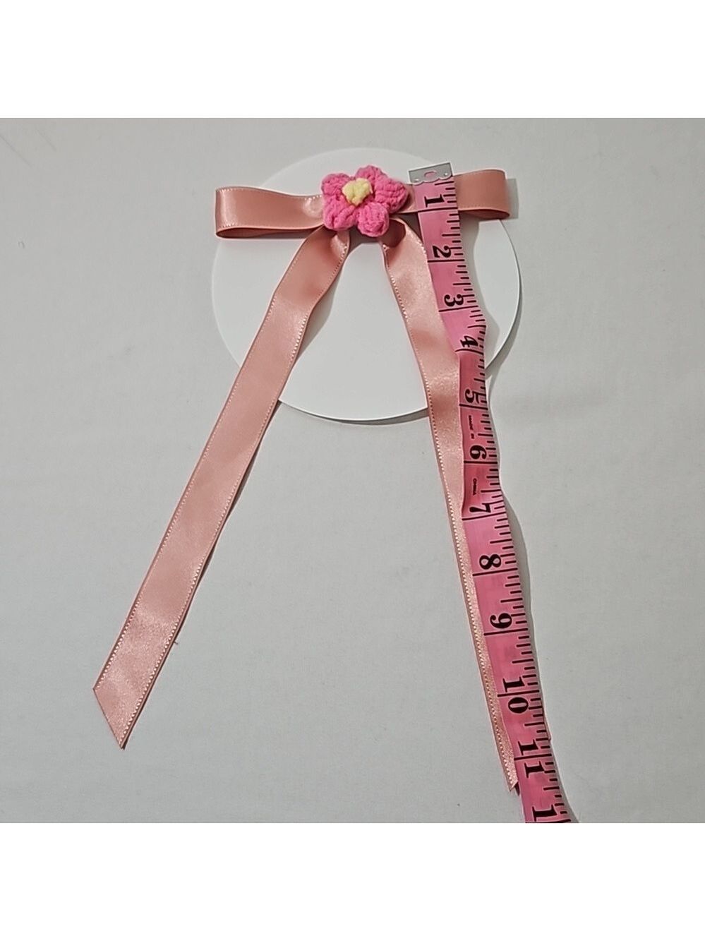 Handmade Crochet Flower Alligator Clip Pink Hair Accessory - Picture 16 of 17